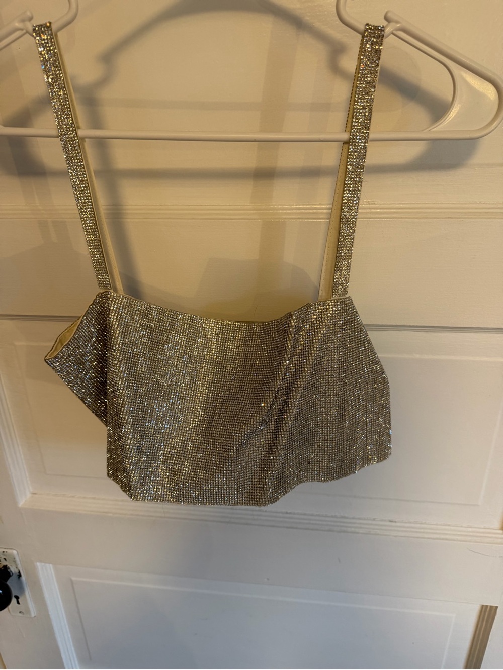Glitter Rhinestone Silver crop top